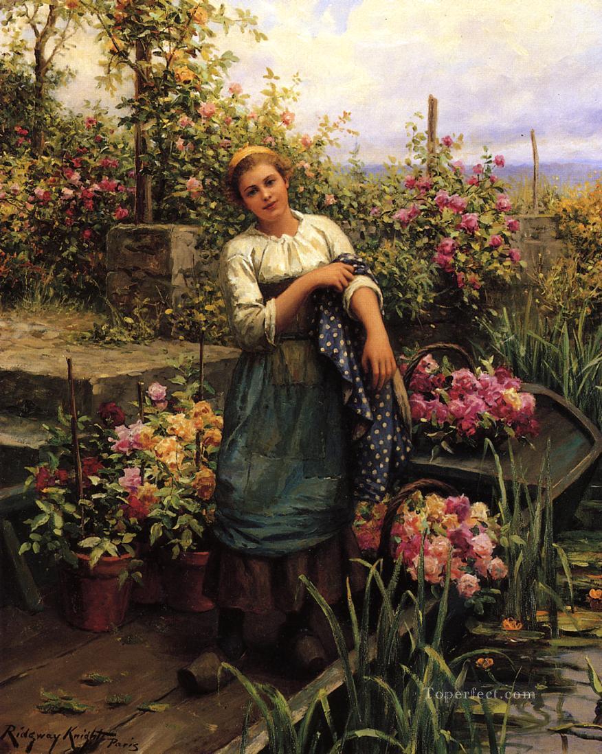 The Flower Boat countrywoman Daniel Ridgway Knight Oil Paintings